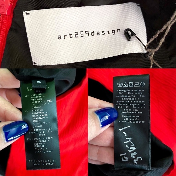 Art259Design Dress Backless Halter Slit Crinkle Midi Red S NWT - Picture 5 of 8